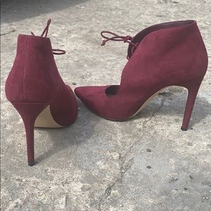 Wine-Colored Tie Front Heel